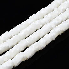 Honeyhandy Handmade Polymer Clay Beads Strands, for DIY Jewelry Crafts Supplies, Heishi Beads, Disc/Flat Round, Floral White, 6x0.5~1mm, Hole: 1.8mm, about 320~447pcs/strand, 15.75 inch~16.14 inch(40~41cm)