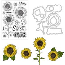 GLOBLELAND Sunflower Cut Dies and Clear Silicone Stamp Set for DIY Scrapbooking Album Decorative Wedding Invitation Card Making