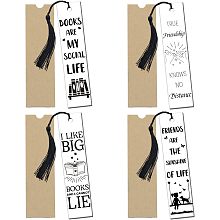 GLOBLELAND 4Set Books Acrylic Pressed Bookmarks Clear Acrylic Bookmarks Rectangle Book Marker Tags with 4Pcs Tassels for Readers Teachers Graduation Birthday Gift, 120x28mm