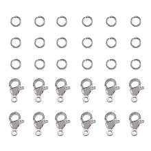 PandaHall Elite 120 pcs 4mm 304 Stainless Steel Jump Rings with 60pcs Lobster Claw Clasps for Earring Bracelet Necklace Pendants Jewelry DIY Craft Making, Stainless Steel Color