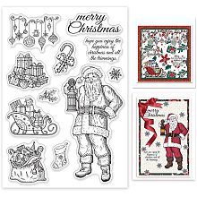 GLOBLELAND Christmas Theme Clear Stamp Christmas Santa Gifts Bags Silicone Clear Stamp Christmas Stick Sleigh Lights Gifts Rubber Transparent Seal Stamp for Card Making Photo Album Scrapbooking Decor