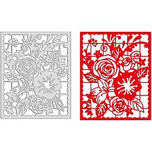 GLOBLELAND Flowers Frame Metal Cutting Dies Flower Background Stencils for DIY Scrapbooking Christmas Birthday Wedding Cards Making Album Envelope Decoration,Matte Platinum