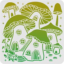 FINGERINSPIRE Mushroom House Decoration Template, 11.8x11.8inch Reusable Garden Stencils Flower Mushrooms for Painting Wall, Art DIY at Home for Decor Fabric Glass T-Shirt Paper Floor and Wood