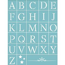 OLYCRAFT Self-Adhesive Silk Screen Printing Stencil Alphabet Reusable Pattern Stencils for Painting on Wood Fabric T-Shirt Wall and Home Decorations #2