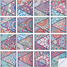 ARRICRAFT 16 Pcs Decorative Tile Stickers Set, Vinyl Tile Look Stickers Colorful Moroccan Style Paper Sticker for Living Room TV Wall Bathroom & Kitchen Backsplash Decoration 6x6 Inches