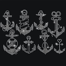 NBEADS Anchor Rhinestone Iron on Hotfix, Heat Transfer Decal Bling Rhinestone Sticker Heat Transfer Patch Clothing Repair Applique for T-Shirt Clothing Pants Bags