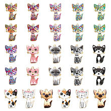 CHGCRAFT 26Pcs 13 Styles Enamel Cat Charms Cute Cat Charms Alloy Cat Pendants Colourful Cat Pet Charms Animals Cat Pendants for Earrings Necklace Dangle Jewelry Making, 19x30mm