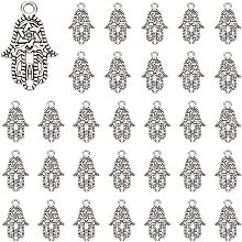 DICOSMETIC 120Pcs Hamsa Hand Charms Alloy Pendants Antique Silver Hamsa Hand Charms Small Star of David Pendant Hand of Miriam Pendants for Women and Men DIY Jewellery Making, Hole: 2mm