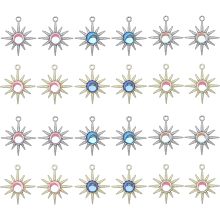 SUNNYCLUE 1 Box 24Pcs 6 Styles Sun Charm Gold Sun Charms Bulk Alloy Metal Vintage Celestial Antique Silver Golden Sun Shaped Charms for Jewelry Making Charms Supplie Bracelet Necklace Crafting Project