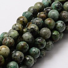 Honeyhandy Natural African Turquoise(Jasper) Round Beads Strands, 6mm, Hole: 1mm, about 62pcs/strand, 15.7 inch