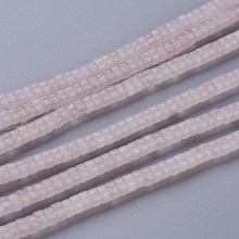 Honeyhandy Natural Rose Quartz Beads Strands, Heishi Beads, Flat Round/Disc, 4~4.5x2.5mm, Hole: 0.7mm, about 167pcs/strand, 15.43 inch(39.2cm)