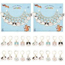 NBEADS 20 Pcs Cat Theme Stitch Markers, Enamel Crochet Stitch Marker Removable Leverback Hoop Locking Stitch Marker for Knitting Weaving Sewing Needleworks Jewelry Making