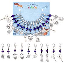 NBEADS 15 Pcs Knitting Stitch Markers, 5 Styles Antique Silver Alloy Crochet Stitch Marker Charms Removable Lobster Clasp Locking Stitch Marker for Knitting Weaving Sewing Accessories