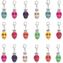 SUNNYCLUE 1 Box 20Pcs Halloween Stitch Markers Knitting Marker Charms Skull Beads Skeleton Head Cute Stitch Markers Removable Lobster Clasps Locking Crochet Charms for Weaving Quilting Accessories