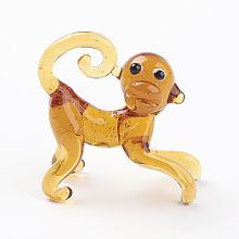 Honeyhandy Home Decorations, Handmade Lampwork Display Decorations, Monkey, Goldenrod, 25x11x25mm