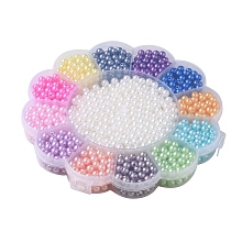 Honeyhandy 13 Style Spray Painted ABS Plastic Imitation Pearl Beads, Gradient Mermaid Pearl Beads, Round, Mixed Color, 5.5~6x5.5~6mm, Hole: 1.6~2mm, 1380pcs/box