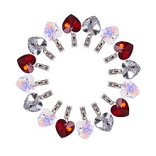 ARRICRAFT 50PCS Mixed Color Large Hole Alloy European Dangle Beads with Electroplated Glass Heart Pendants, 25mm, Hole: 5mm