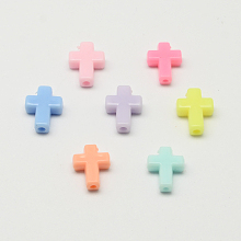 Honeyhandy Opaque Acrylic Cross Beads, Mixed Color, 17x12.5x5mm, Hole: 2mm, about 1470~1497pcs/500g