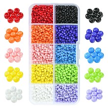 100G 10 Style Glass Seed Beads, Round, Opaque Colours & Baking Paint, Small Craft Beads for DIY Jewelry Making, Mixed Color, 3~3.5x2mm, Hole: 1~1.2mm, 10g/style