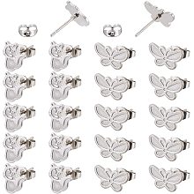 DICOSMETIC 80Pcs 2 Styles Butterfly Earrings Studs Cute Cat Minimalist Studs Stainless Steel Earring Sets Oil Drop Animal Stud Earrings with 80Pcs Metal Ear Nuts for DIY Earring Making