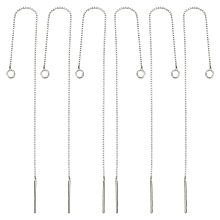 Beebeecraft 1 Box 3 Pairs Sterling Silver Threader Earrings 80mm Pull Through Threaded Long Chain Drop Tassel with Loop for Jewelry Earring Making