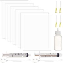 OLYCRAFT 39Pcs Plastic Sealing Protective Film Set 9x13cm White Shaker Mold Seal Films and Glue Dispensing Syringes and Plastic Needles & Bottle & Spoon for Resin Shaker Mold