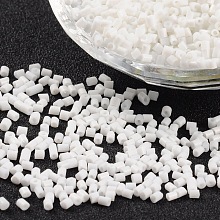 Honeyhandy Two Cut Glass Seed Beads, Hexagon, White, about 3mm long, 1.8mm in diameter, hole: 0.6mm, about 2333pcs/50g