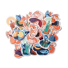 Honeyhandy Fox Paper Stickers Set, Waterproof Adhesive Label Stickers, for Water Bottles, Laptop, Luggage, Cup, Computer, Mobile Phone, Skateboard, Guitar Stickers, Mixed Color, 3.8~7.7x4.1~6.6x0.02cm, 50pc/bag