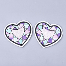 Honeyhandy Computerized Embroidery Cloth Iron On Patches, Costume Accessories, Appliques, Heart, Lavender Blush, 53x58x1mm