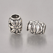 Honeyhandy Tibetan Style Alloy Beads, Lead Free & Cadmium Free, Antique Silver, Barrel, 8.5mm in diameter, 10.5mm thick, hole: 4.5 mm