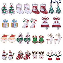 SUNNYCLUE Alloy Enamel Pendants/Charms, Christmas Theme, Mixed Shapes, Mixed Color, 7.4x7.2x1.7cm; 30pcs/box