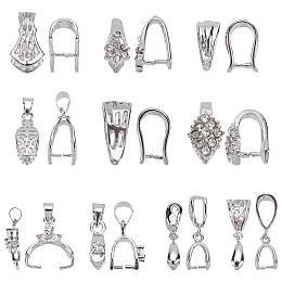 SUPERFINDINGS Filigree Rack Plating Brass Pendant Pinch Bails, Platinum, 12x6x8mm, Hole: 8x5mm; Pin: 1mm, 40pcs/box