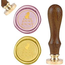 CRASPIRE Wax Seal Stamp Bride and Groom on The Cake Vintage Sealing Wax Stamp Wedding Wood Handle Stamp 25mm Removable Brass Seal Head for Envelopes Invitations Wedding Embellishment