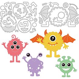 GLOBLELAND 2Pcs Cute Monsters Metal Cutting Dies Die Cuts for DIY Scrapbooking Easter Birthday Wedding Cards Making Album Envelope Decoration,Matte Platinum