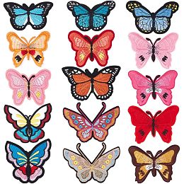 GORGECRAFT 15 Styles Butterfly Iron on Patches Butterfly Embroidered Badge Applique Fabric Repair Sew On Patches for DIY Sewing Crafts T-Shirt Jacket Jeans Hat Clothing Bags Embellishments