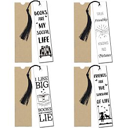 GLOBLELAND 4Set Books Acrylic Pressed Bookmarks Clear Acrylic Bookmarks Rectangle Book Marker Tags with 4Pcs Tassels for Readers Teachers Graduation Birthday Gift, 120x28mm