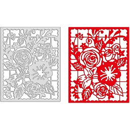 GLOBLELAND Flowers Frame Metal Cutting Dies Flower Background Stencils for DIY Scrapbooking Christmas Birthday Wedding Cards Making Album Envelope Decoration,Matte Platinum