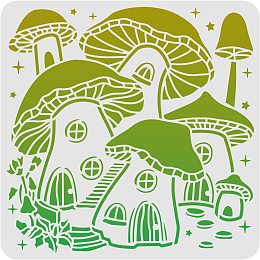 FINGERINSPIRE Mushroom House Decoration Template, 11.8x11.8inch Reusable Garden Stencils Flower Mushrooms for Painting Wall, Art DIY at Home for Decor Fabric Glass T-Shirt Paper Floor and Wood