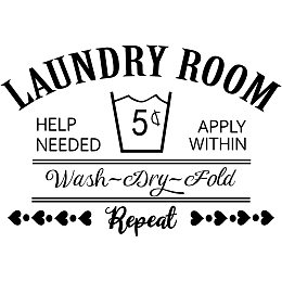 Arricraft Laundry Room Wall Decal Wash Dry Fold Wall Sticker Vinyl Wall Art Decal Decor Laundry Room Sign for Home Washing Machine Dryer Wall Decor Black 35.4x11.4in