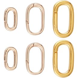 PandaHall Elite 6pcs 3 Styles Spring Key Ring, Brass Key Clasps Golden Oval Carabiner Snap Clip Hook Trigger Spring Keyring Buckle Necklace Enhancer Shortener for DIY Keychain Bags Purse Jewelry Making