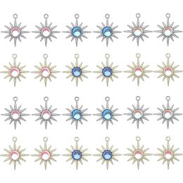 SUNNYCLUE 1 Box 24Pcs 6 Styles Sun Charm Gold Sun Charms Bulk Alloy Metal Vintage Celestial Antique Silver Golden Sun Shaped Charms for Jewelry Making Charms Supplie Bracelet Necklace Crafting Project