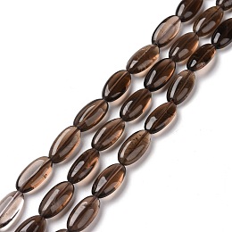 Honeyhandy Natural Smoky Quartz Beads Strand, Oval, 15.5x8x5.5mm, Hole: 1mm, about 25pcs/strand, 15.75 inch(40cm)