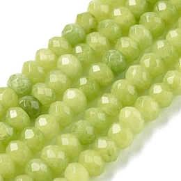 Honeyhandy Dyed Natural Malaysia Jade Rondelle Beads Strands, Faceted, Green Yellow, 4x2~3mm, Hole: 1mm, about 115pcs/strand, 14 inch