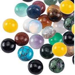 PandaHall Elite 50pcs 25 Colors Half Round Cabochon Flatback Gemstones Beads Quartz Chakra Stone for Jewelry Making (8mm)