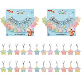 NBEADS 24 Pcs Resin Star Stitch Markers, Alloy Crochet Stitch Marker Star Charms Stitch Marker Knitting DIY Gift for Knitting Weaving Sewing Accessories Quilting Jewelry Making