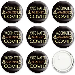 GLOBLELAND 9 Pcs Black Gold Vaccine Button Pins Vaccinated Against Covid Leaf Pattern for Men's/Women's Brooches or Doctors, Nurses, Hospitals, 2-1/4 Inch