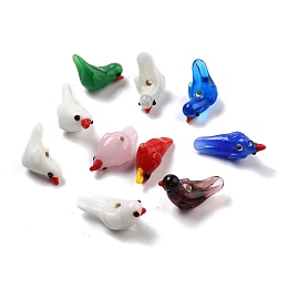 Honeyhandy Handmade Lampwork Beads, Pigeon, Mixed Color, 21~25x9~13x10~12mm, Hole: 2~2.4mm