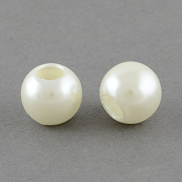 Honeyhandy ABS Plastic Imitation Pearl Beads, Large Hole Beads, Rondelle, Creamy White, 20x18mm, Hole: 7mm, about 140pcs/500g