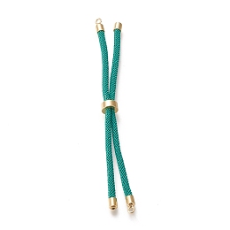 Honeyhandy Nylon Twisted Cord Bracelet Making, Slider Bracelet Making, with Eco-Friendly Brass Findings, Round, Golden, Light Sea Green, 9 inch(22.8cm), Hole: 2.8mm, Single Chain Length: about 4-1/2 inch(11.4cm)