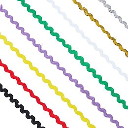 GORGECRAFT 54 Yard 0.2 Inch 8 Colors Wave Bending Fringe Trim Curved Ribbon Rick Rack Trims Sewing Lace Ribbons Colorful Zig Zag Braid Woven Edge Tape for Clothes DIY Craft Gift Wrapping Party Decor